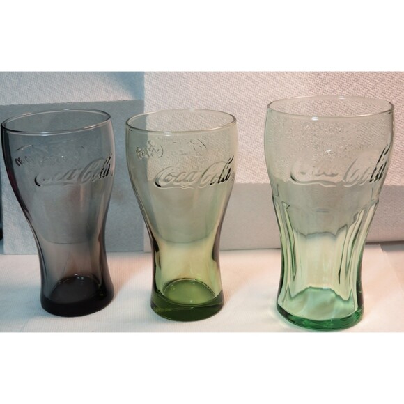 set of 3 Coke Cola Glasses unmatched but vintage - Picture 2 of 6